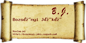 Bozsányi Jákó névjegykártya
